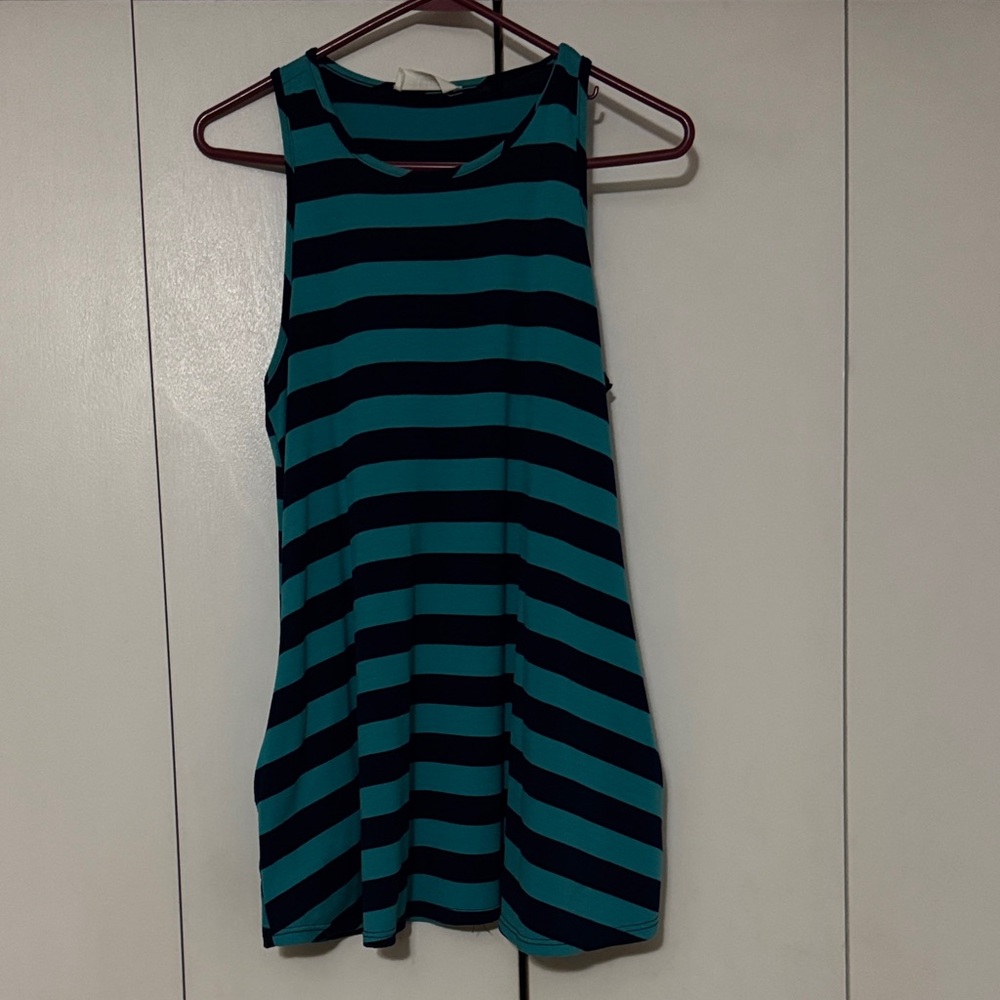 Striped Sleeveless Top - Navy and Teal